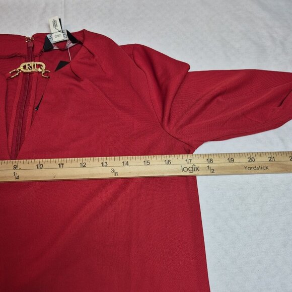 Lauren Ralph Lauren Women's Blouse Size S Logo Trim Jersey Red Long Sleeve (42) - Picture 7 of 10